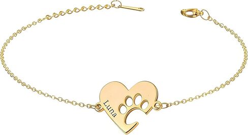 Personalized Dog Mom Gifts for Women Pet Name Bracelet with Heart Adjustable Pet Paw Gold Bracelets Memorial Gift for Pet Lover Birthday in Kuwait