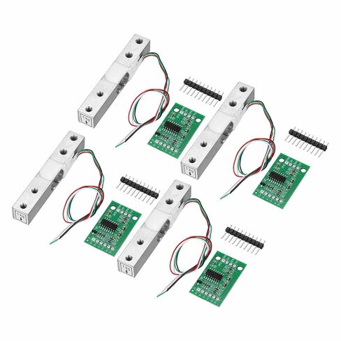 MECCANIXITY 4 Set Digital Load Cell Weight Sensor 1KG + HX711 Module Weighing Sensor 24 Bit Precision A/D Dual-Channel 20x33mm for DIY Portable Electronic Kitchen Scale Kit in Kuwait