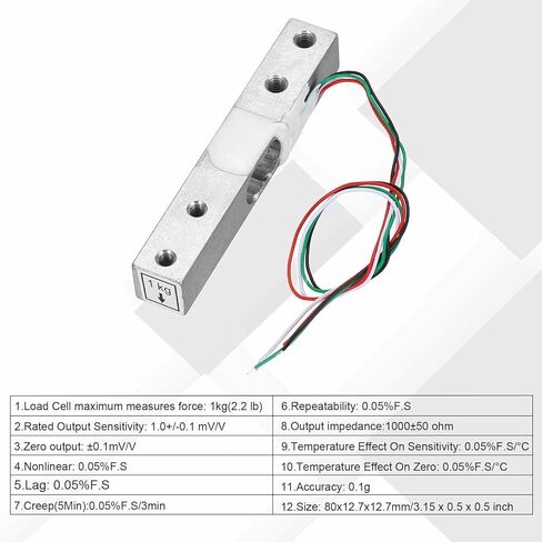 MECCANIXITY 4 Set Digital Load Cell Weight Sensor 1KG + HX711 Module Weighing Sensor 24 Bit Precision A/D Dual-Channel 20x33mm for DIY Portable Electronic Kitchen Scale Kit in Kuwait