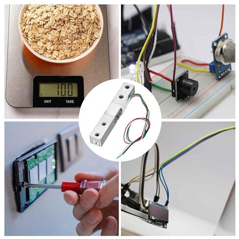 MECCANIXITY 4 Set Digital Load Cell Weight Sensor 1KG + HX711 Module Weighing Sensor 24 Bit Precision A/D Dual-Channel 20x33mm for DIY Portable Electronic Kitchen Scale Kit in Kuwait