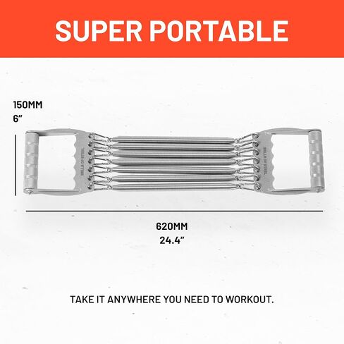 Chest Expander for Men [Bells of Steel] Adjustable Chest Exerciser, Versatile Chest Workout Equipment for Men, Portable Resistance Expander for Upper Body Strength Training in Kuwait