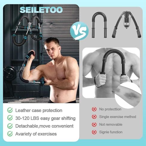 مدرب ذراع تويستر، قضيب تويستر كهربائي قابل للتعديل مع عصابة رأس للجري وأساور معصم رياضية، معدات تمارين رياضية قابلة للفصل للرجال والنساء، تقوية عضلات الصدر ثلاثية الرؤوس للساعد in Kuwait