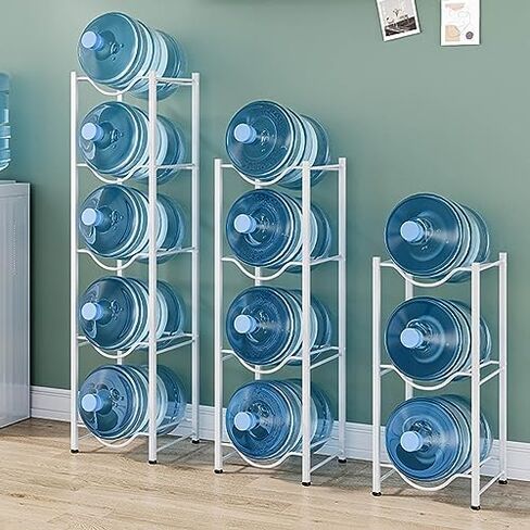 حامل إبريق ماء عالي التحمل ورف تخزين - منظم ذو صفين كبيرين لزجاجات المياه والمبردات - حامل موزع قابل للتكديس للتخزين الفعال in Kuwait