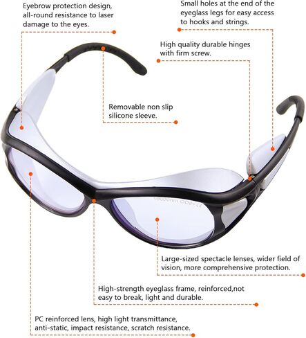 نظارات حماية ليزر ثاني أكسيد الكربون 10600 نانومتر نظارات ليزر 10600 نانومتر لحماية العين نظارات ليزر عاكسة ثاني أكسيد الكربون آلة القطع بالليزر، نظارات 9000-11000 نانومتر لحماية الليزر مع شهادة DIN CERTCO in Kuwait