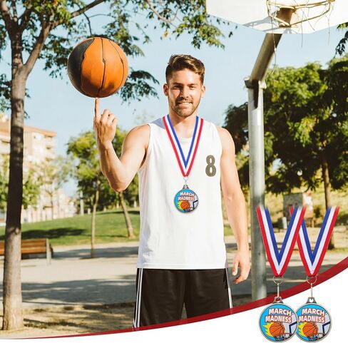 Kenning 30 Pcs March Basketball Madness Medals Bulk 2'' Metal Basketball Trophy with Neck Ribbons Winner Team Awards for Sports Competitions Game Celebration Prize Gift in Saudi Arabia