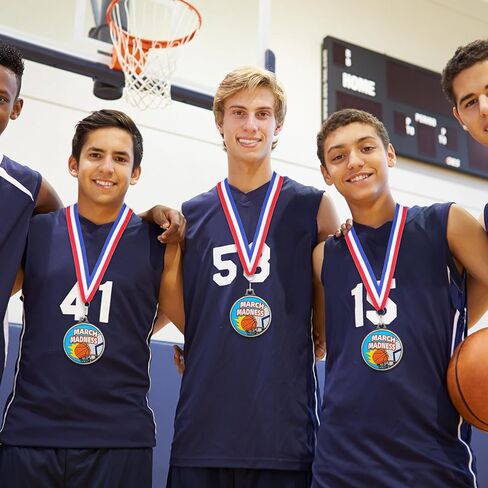 Kenning 30 Pcs March Basketball Madness Medals Bulk 2'' Metal Basketball Trophy with Neck Ribbons Winner Team Awards for Sports Competitions Game Celebration Prize Gift in Saudi Arabia
