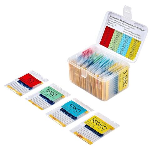 80 Values 1600 Pcs Metal Film Resistor Kit, Full Copper Thick Leads (0.43mm) 1/4W 1% 0Ω-10MΩ Includes 100ohm, 120ohm, 220ohm, 330ohm, 470ohm, 1K ohm, 10K ohm, and More. in Saudi Arabia