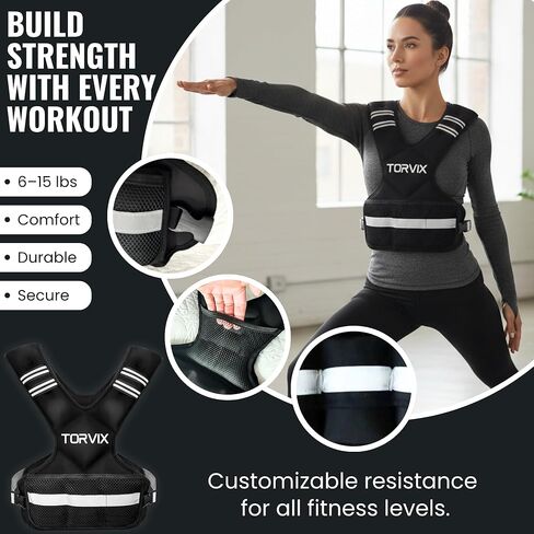 Adjustable Weighted Vest for Women and Men 6-15 lbs - Weight Vest for Walking, Weights for Workout Exercise Fitness Gym - Running Walking Training Vest with Reflective Strips & Pocket in Saudi Arabia