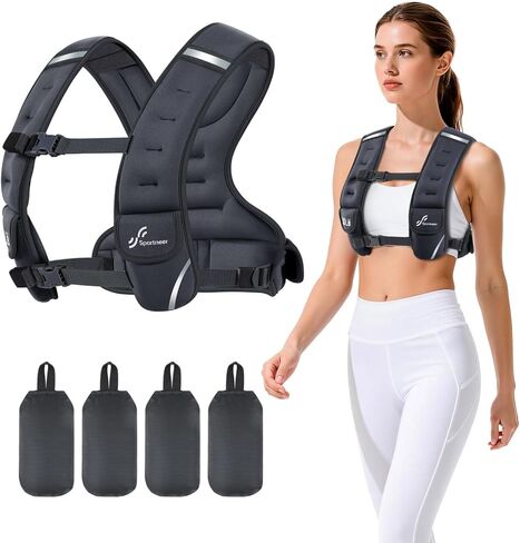 Sportneer Adjustable Weighted Vest Woman: 6-10lb/10-18lb Weighted Walking Vest for Women with 4/8 Weight Packs Fast Adjust Comfortable Weight Vest for Home Gym Burn Calories Strength Training Vests in Saudi Arabia