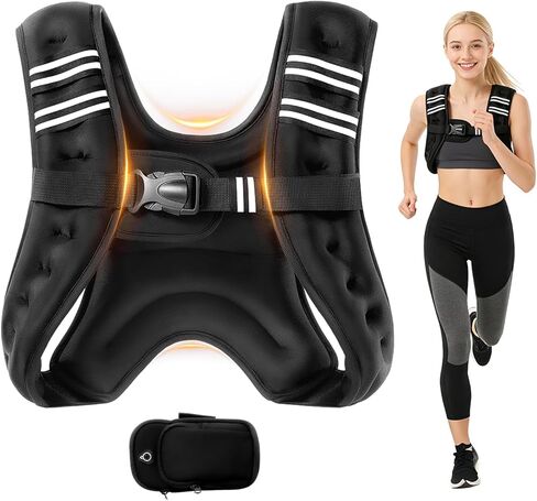 Weighted Vest, 8lb/12lb/16lb/20lb Weight Vest with Reflective Stripe for Workout, Body Weight Vests for Women, Men, Strength Training, Running, Fitness, Weight Loss, Weightlifting in Saudi Arabia