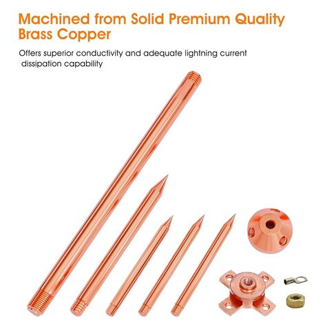 Lightning Rod,Copper Lightning Rod Kit Three-Spike Detachable Brass Lightning Protection Equipment Device Great for House Roof Bungalow Tin House in Kuwait