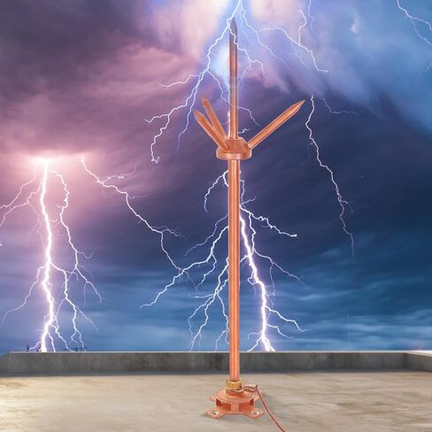 Lightning Rod,Copper Lightning Rod Kit Three-Spike Detachable Brass Lightning Protection Equipment Device Great for House Roof Bungalow Tin House in Kuwait