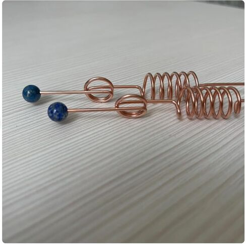 Pair dowsing cooper coated rods double resonator stone Lapis Lazuli tips Divining Rods Lot of 2 Dowser rods Wood Handles Bio location Spirit Hunter Dowse Rod in Saudi Arabia