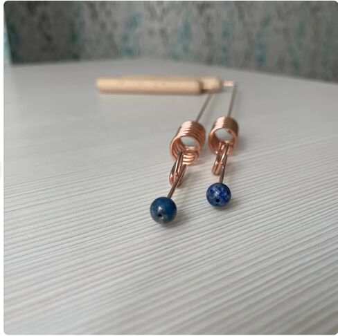 Pair dowsing cooper coated rods double resonator stone Lapis Lazuli tips Divining Rods Lot of 2 Dowser rods Wood Handles Bio location Spirit Hunter Dowse Rod in Saudi Arabia
