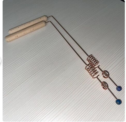 Pair dowsing cooper coated rods double resonator stone Lapis Lazuli tips Divining Rods Lot of 2 Dowser rods Wood Handles Bio location Spirit Hunter Dowse Rod in Saudi Arabia