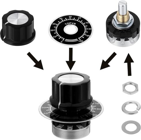 2Pcs RV24YN20S 10K Potentiometer Single Turn Carbon Film Rotary Rheostat wtih A03 Knob and Dials Used for Inverter Speed Regulation Motor Speed Control in Kuwait