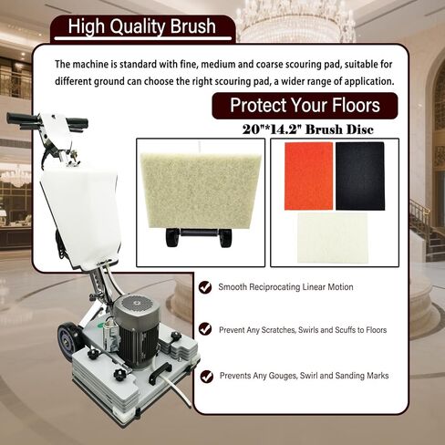 20" Commercial Floor Scrubber & Polisher Multi-functional Grinding Machine with 13L Tank - 2834 RPM for Wood, Tile, Epoxy, Low Noise Industrial Use 1500W 110V in Saudi Arabia