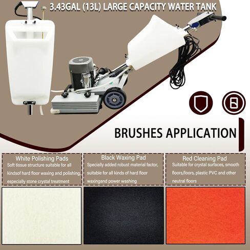 20" Commercial Floor Scrubber & Polisher Multi-functional Grinding Machine with 13L Tank - 2834 RPM for Wood, Tile, Epoxy, Low Noise Industrial Use 1500W 110V in Saudi Arabia