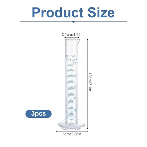 3PCS Graduated Cylinder Plastic, Transparent Graduated Test Lab Cylinders with 2-Sided Marking 50ml Measuring Cylinders Science Test Tube Flask Measuring Lines Graduateds Cylinders Beaker in Saudi Arabia