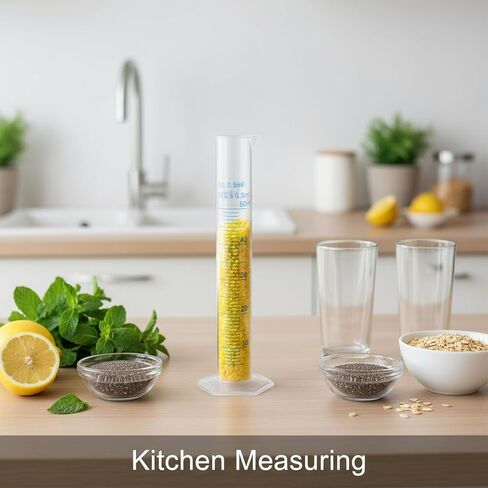 3PCS Graduated Cylinder Plastic, Transparent Graduated Test Lab Cylinders with 2-Sided Marking 50ml Measuring Cylinders Science Test Tube Flask Measuring Lines Graduateds Cylinders Beaker in Saudi Arabia