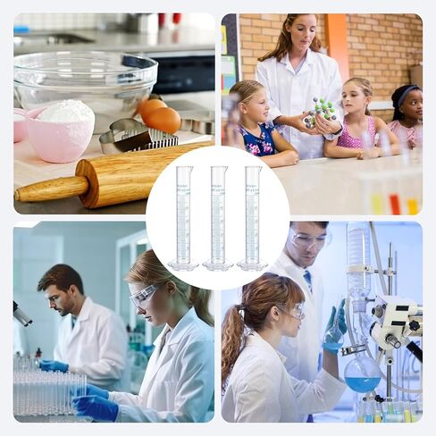 3PCS Graduated Cylinder Plastic, Transparent Graduated Test Lab Cylinders with 2-Sided Marking 50ml Measuring Cylinders Science Test Tube Flask Measuring Lines Graduateds Cylinders Beaker in Saudi Arabia