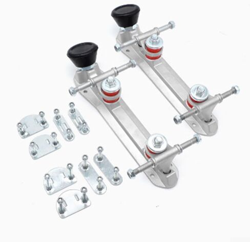 Aluminum Alloy Quad Roller Skate Plates Set, Roller Skating Plate Set, Adjustable-Height-Brake-Wheel-Truck For Indoor Roller Skating(43-45 black)(for size 46-48 red) in Kuwait