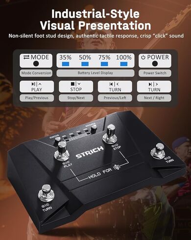 STRICH Wireless Page Turning Pedal 3.0 for Rock Musician, Compatible with Windows, Android, macOS HarmonyOS, with Type-C Charging Port, Supports for Tablets and Computers, Non-silent Pedal, SPT-30 in Kuwait