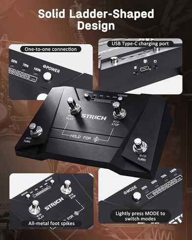 STRICH Wireless Page Turning Pedal 3.0 for Rock Musician, Compatible with Windows, Android, macOS HarmonyOS, with Type-C Charging Port, Supports for Tablets and Computers, Non-silent Pedal, SPT-30 in Kuwait