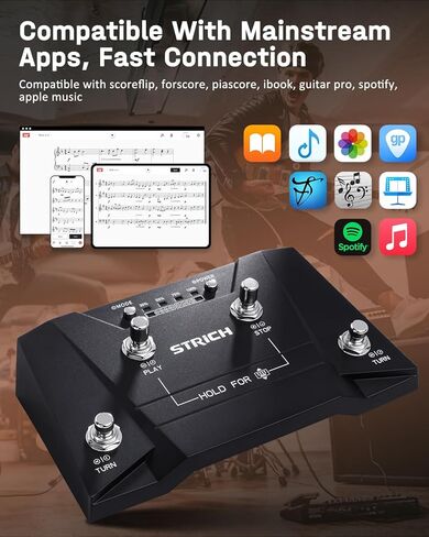STRICH Wireless Page Turning Pedal 3.0 for Rock Musician, Compatible with Windows, Android, macOS HarmonyOS, with Type-C Charging Port, Supports for Tablets and Computers, Non-silent Pedal, SPT-30 in Kuwait