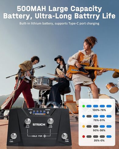 STRICH Wireless Page Turning Pedal 3.0 for Rock Musician, Compatible with Windows, Android, macOS HarmonyOS, with Type-C Charging Port, Supports for Tablets and Computers, Non-silent Pedal, SPT-30 in Kuwait