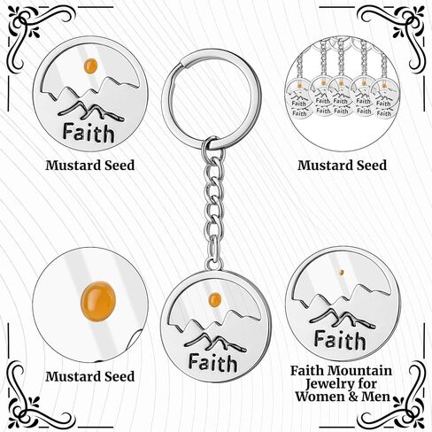 Sureio 10 Pieces Mustard Seed Keychain Christian Mustard Seed Key Ring with Faith All Things Are Possible Pendant Key Chains Religious Inspirational Gift for Family Friends in Saudi Arabia
