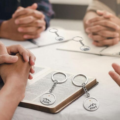 Sureio 10 Pieces Mustard Seed Keychain Christian Mustard Seed Key Ring with Faith All Things Are Possible Pendant Key Chains Religious Inspirational Gift for Family Friends in Saudi Arabia