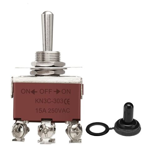 Baomain Toggle Switch with Waterproof Cap 3PDT ON-Off-ON 3 Positions 9 Pin 15A 250VAC Latching KN3C-303C in Kuwait