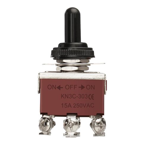 Baomain Toggle Switch with Waterproof Cap 3PDT ON-Off-ON 3 Positions 9 Pin 15A 250VAC Latching KN3C-303C in Kuwait