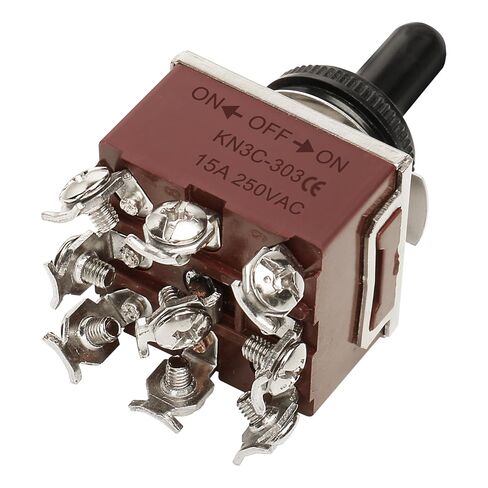 Baomain Toggle Switch with Waterproof Cap 3PDT ON-Off-ON 3 Positions 9 Pin 15A 250VAC Latching KN3C-303C in Kuwait