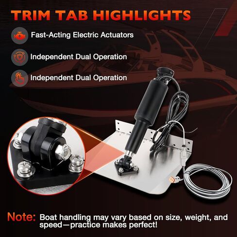 15101-104 9" x 12" Standard Boat Trim Tab Kit, 12V Electric Trim Tabs with Double Rocker Switch for 16–25 ft Boats in Saudi Arabia