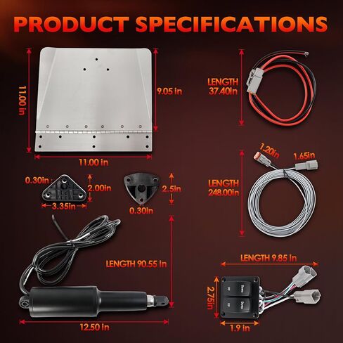 15101-104 9" x 12" Standard Boat Trim Tab Kit, 12V Electric Trim Tabs with Double Rocker Switch for 16–25 ft Boats in Saudi Arabia