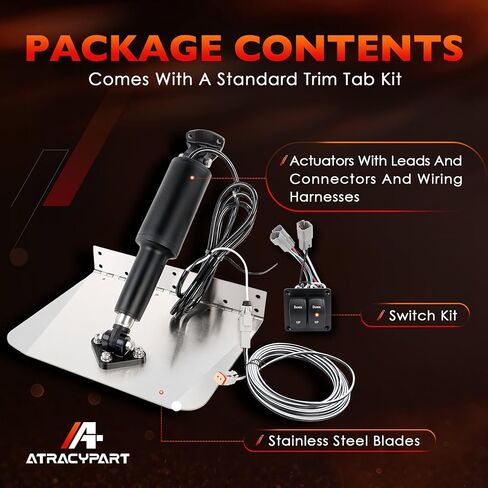 15101-104 9" x 12" Standard Boat Trim Tab Kit, 12V Electric Trim Tabs with Double Rocker Switch for 16–25 ft Boats in Saudi Arabia