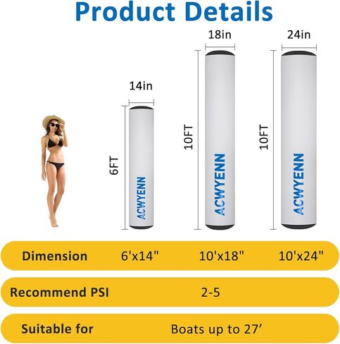 Inflatable Boat Bumpers for Docking, Large Inflatable Boat Dock Fenders and Bumpers for Fishing Boat, Pontoon Boat, Yachts and Jet Ski in Saudi Arabia