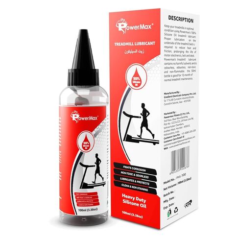 PowerMax Fitness متعدد الأغراض PMS-100 (~3.5oz/100ml زيت السيليكون) زيت تشحيم حزام المشي من السيليكون النقي بنسبة 100%، تشحيم بعرض الحزام الكامل، بدون رائحة وبدون مواد دافعة، غطاء فوهة لسهولة الاستخدام in Saudi Arabia