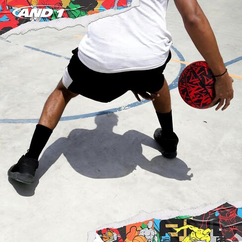 AND1 Street Ink Rubber Basketball: Official Regulation Size 7 (29.5 inches) Rubber Basketball - Deep Channel Construction Streetball, Made for Indoor Outdoor in Saudi Arabia