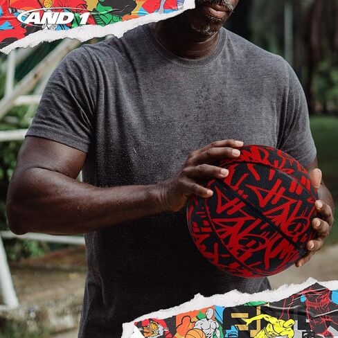 AND1 Street Ink Rubber Basketball: Official Regulation Size 7 (29.5 inches) Rubber Basketball - Deep Channel Construction Streetball, Made for Indoor Outdoor in Saudi Arabia