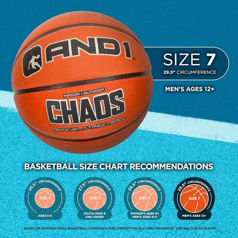 AND1 Street Ink Rubber Basketball: Official Regulation Size 7 (29.5 inches) Rubber Basketball - Deep Channel Construction Streetball, Made for Indoor Outdoor in Saudi Arabia
