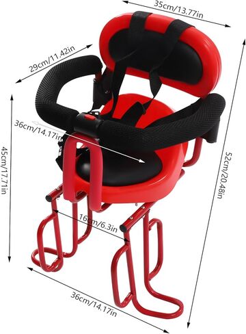 Rear Child Bike Seat, 14.17 * 20.48in Portable Rear Mounted Child Bike Seat Bike Halterung Hinten Montie Parent Universal Bicycle Carrier with U-Shaped Guardrail for Kids 6 Months-6 Years Old in Kuwait