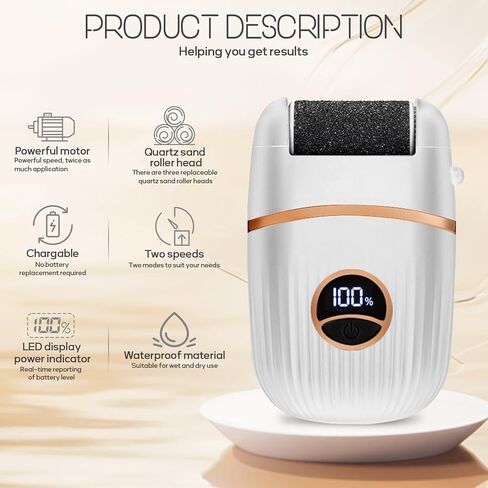 Electric Foot File and Callus Remover, Rechargeable Pedicure Device with Multiple Heads for Dry Rough Feet Care, Home Use Foot Grinder Tool in Saudi Arabia