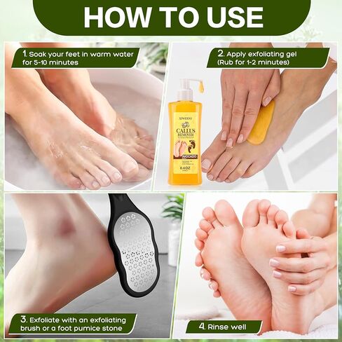 Foot Callus Remover Gel Kit Heel Exfoliator Dead Skin Remover Pedicure Foot Spa Products Set Home Pedicure Foot Care Spa Supplies for Rough, Dry, Cracked Skin Cracked Heel, Professional in Kuwait