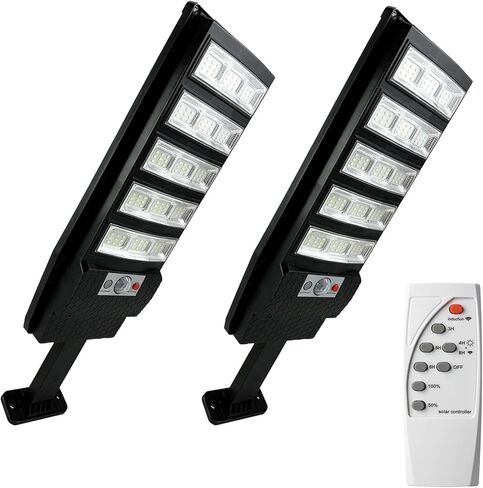 حزمة واحدة من مصابيح الطاقة الشمسية الخارجية، 135 LED 6500K من الغسق إلى الفجر تعمل بالطاقة الشمسية ضوء الشارع IP65 مقاوم للماء بمستشعر الحركة مع جهاز تحكم عن بعد ضوء ذكي لمرآب فناء الحظيرة (4 عبوات) in Kuwait
