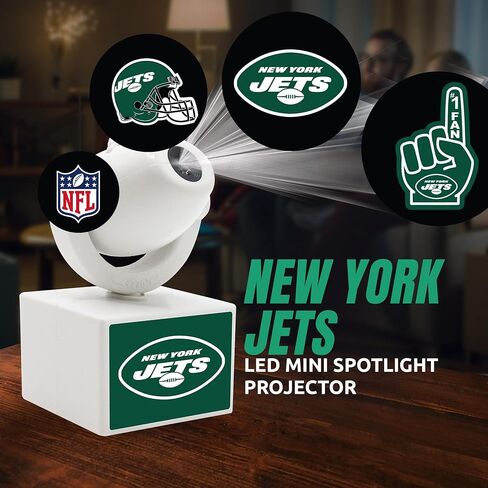 Sporticulture NFL American Football New York Jets - Adjustable Led Mini Spotlight Projector with 6 Team Logo Designs - Portable & Rechargeable Spotlight - Battery-Operated - 4.375" x 3.125" in Saudi Arabia