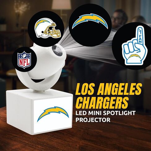 Sporticulture NFL American Football Los Angeles Charges - Adjustable Led Mini Spotlight Projector with 6 Team Logo Designs - Portable & Rechargeable Spotlight - Battery-Operated - 4.375" x 3.125" in Saudi Arabia