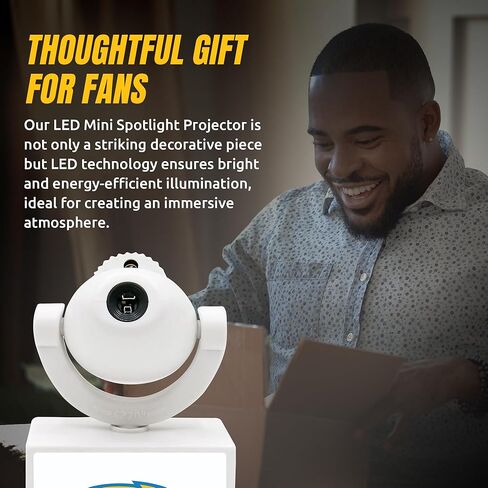 Sporticulture NFL American Football Los Angeles Charges - Adjustable Led Mini Spotlight Projector with 6 Team Logo Designs - Portable & Rechargeable Spotlight - Battery-Operated - 4.375" x 3.125" in Saudi Arabia